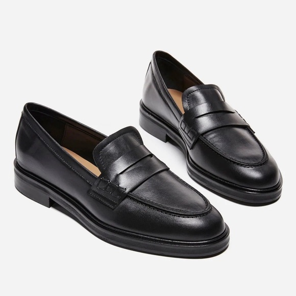 Flattered Sara Black Leather Loafers Shoes
